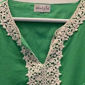 Mud Pie Green Sleeveless Tunic with Tie Front